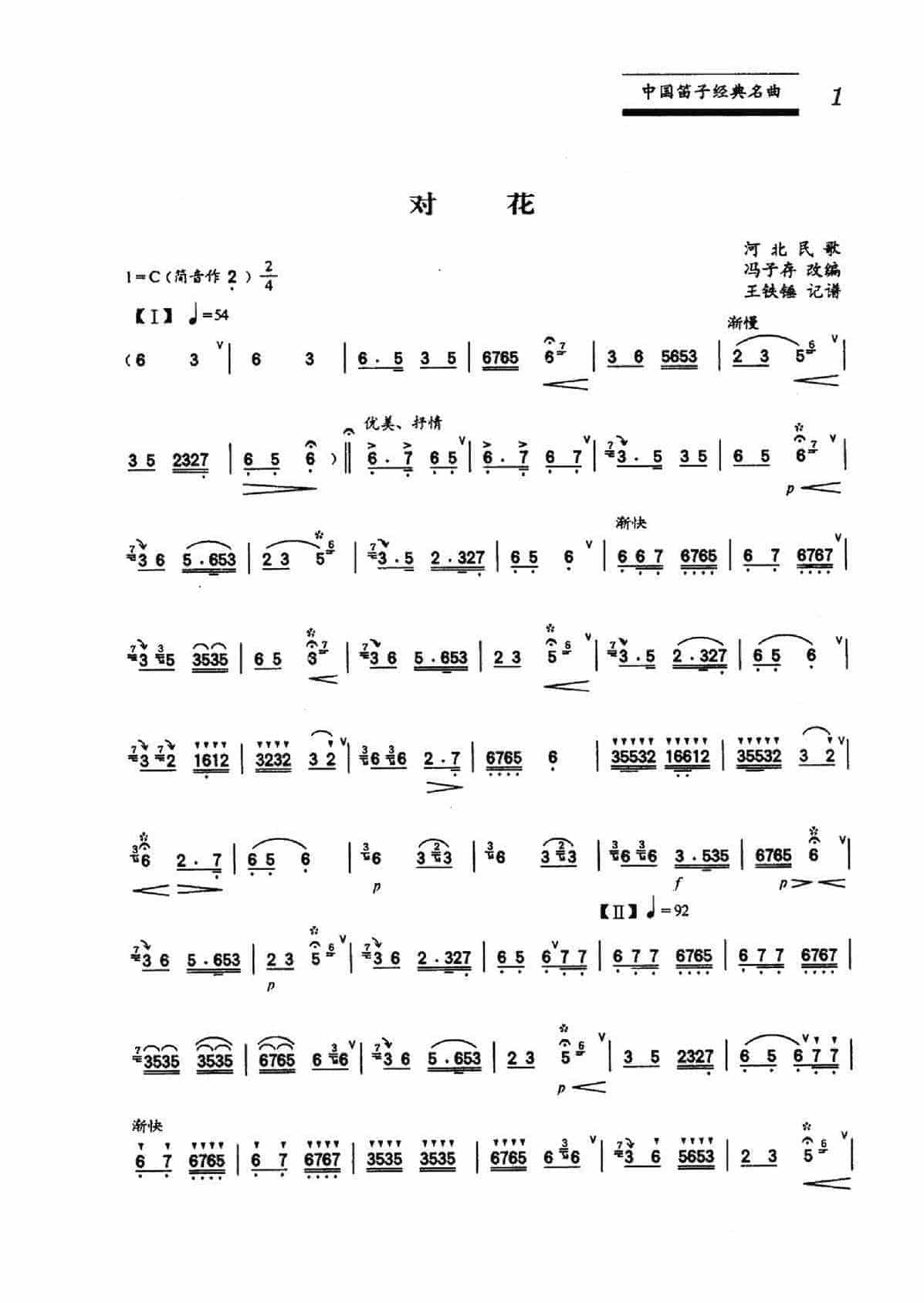 中国笛子名曲《对花 河北民歌》_第1张