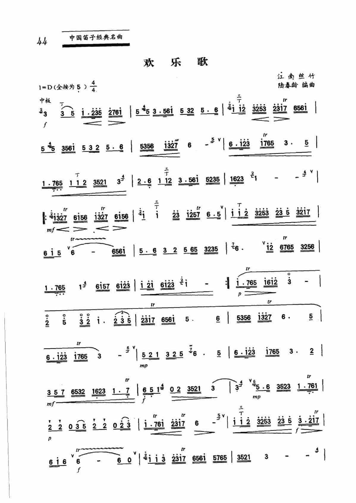 中国笛子名曲《欢乐歌 江南丝竹》_第1张