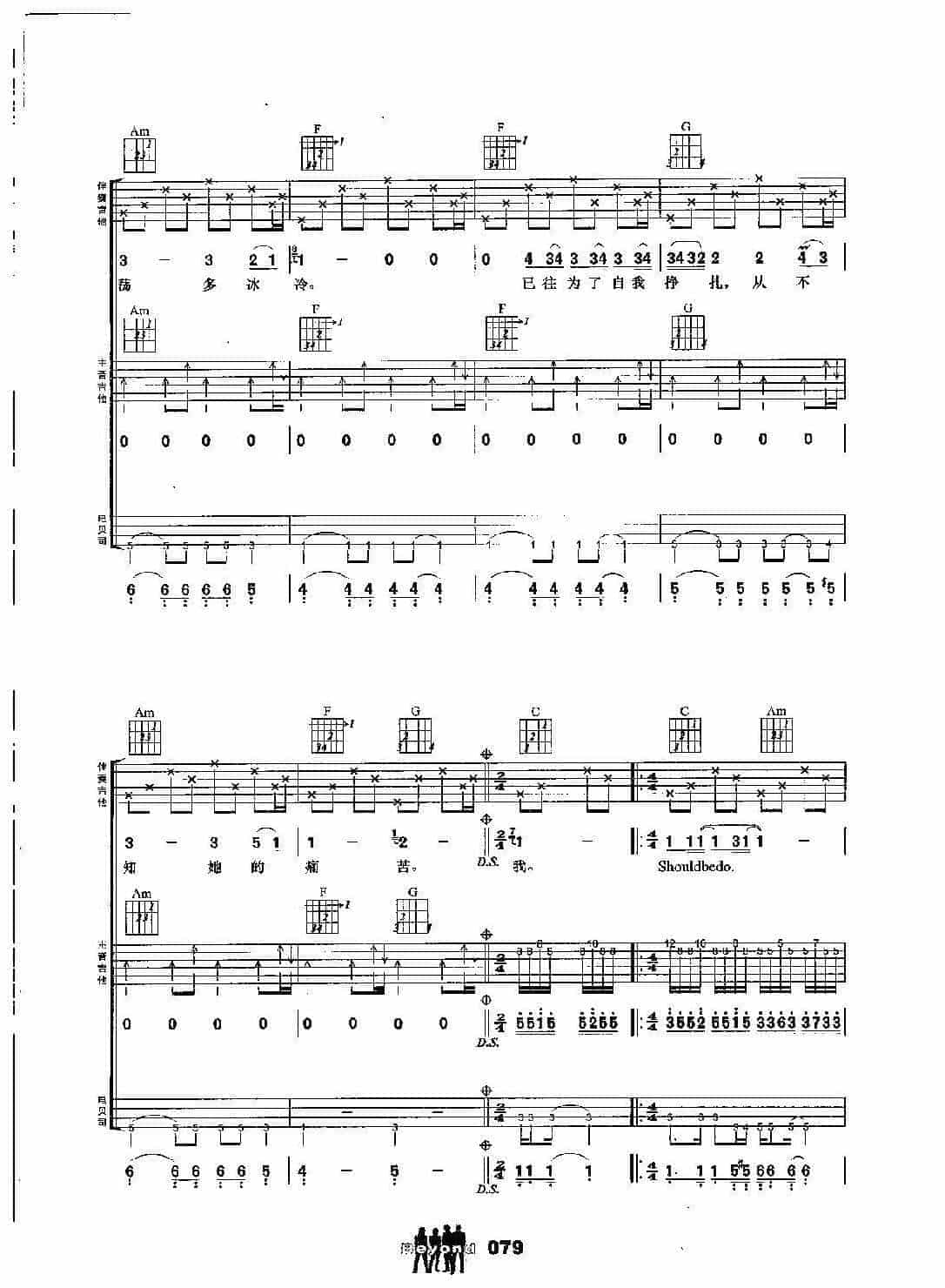 BEYOND乐队吉他组合弹唱乐曲《喜欢你》黄家驹词曲_第6张