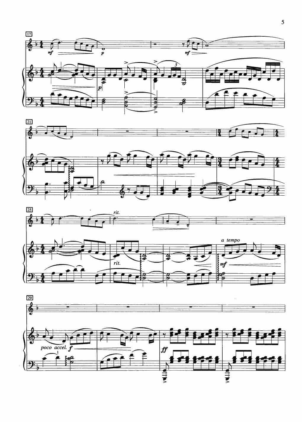 中国长笛曲《小河淌水 Flowing Water in a Small River》钢琴伴奏谱长笛分谱_第2张