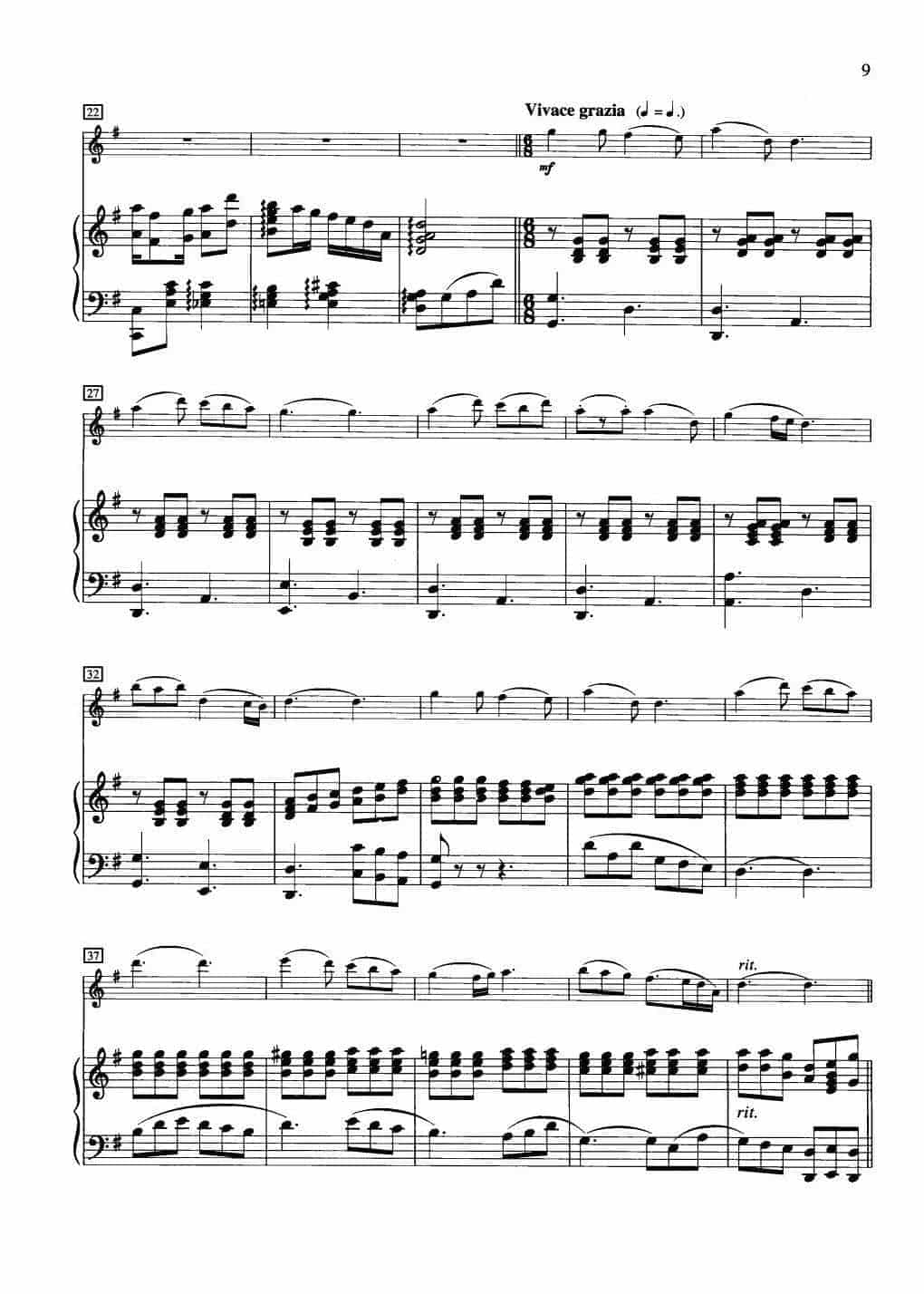 中国长笛曲《杨柳青 The Poplars and Willows Are Green》钢琴伴奏谱长笛分谱_第2张