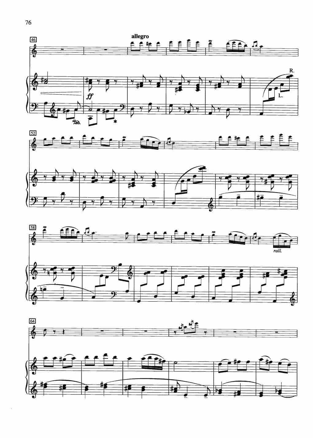 中国长笛曲《村笛 Village Bamboo Flute》钢琴伴奏谱长笛分谱_第3张