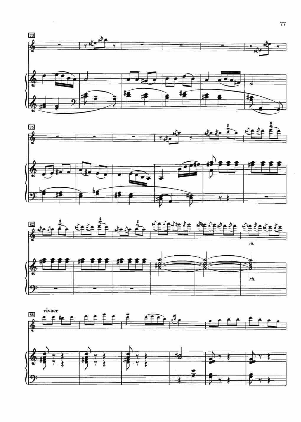 中国长笛曲《村笛 Village Bamboo Flute》钢琴伴奏谱长笛分谱_第4张