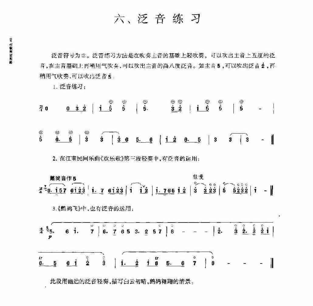 箫泛音练习方法及练习谱_第1张