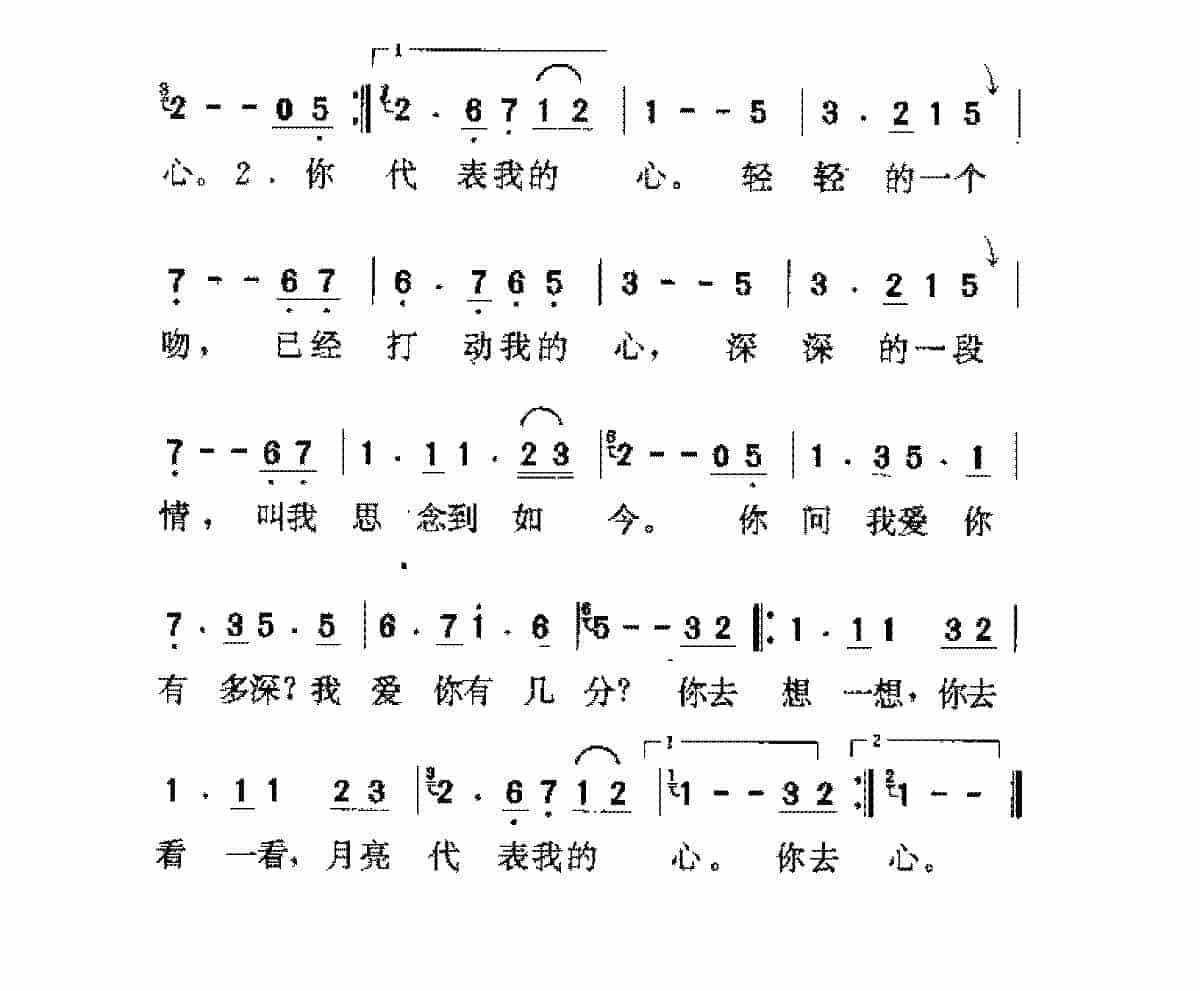 台湾/邓丽君[月亮代表我的心]歌谱简谱_第2张