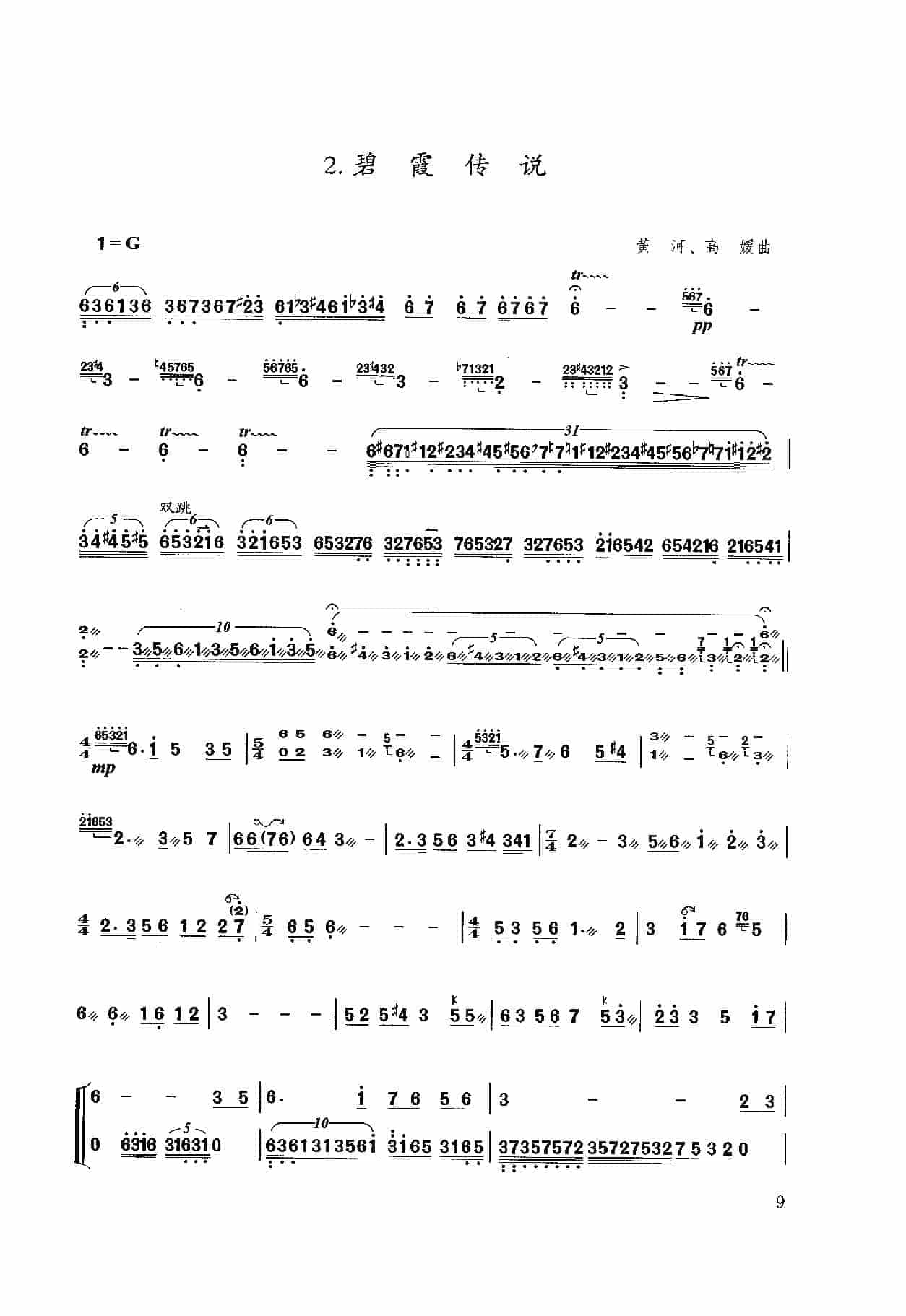 扬琴经典曲目简谱：碧霞传说 黄河、高媛曲_第1张