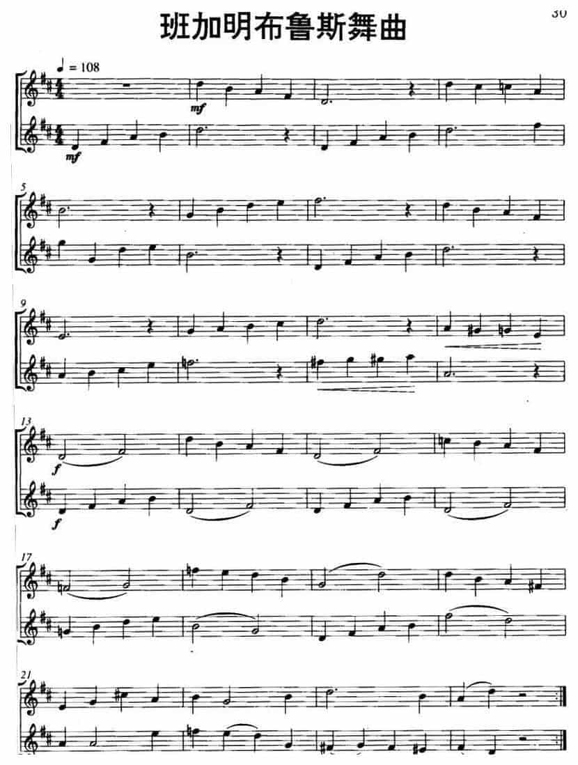 口琴谱五线谱【班加明布鲁斯舞曲】正谱与线谱_第1张