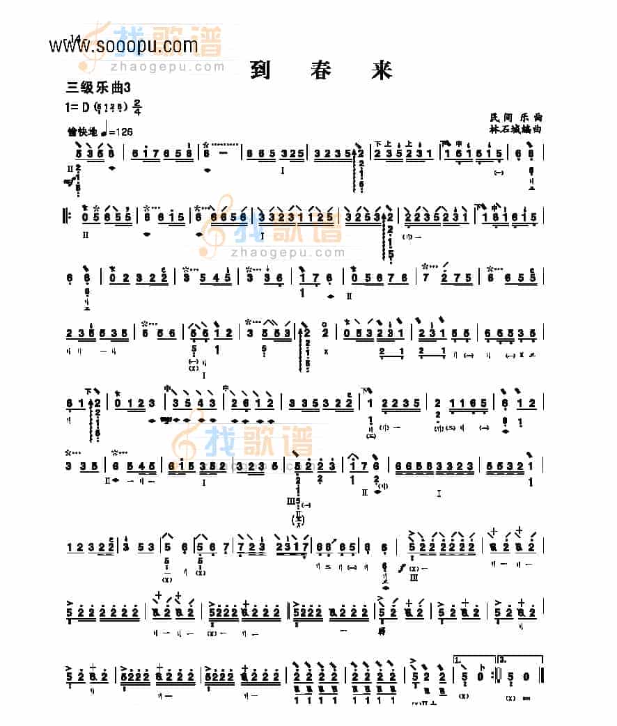 三级乐曲《到春来》 民乐类 琵琶_第1张