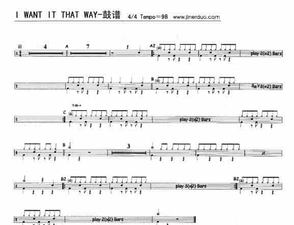 鼓谱：i want it that way_第1张