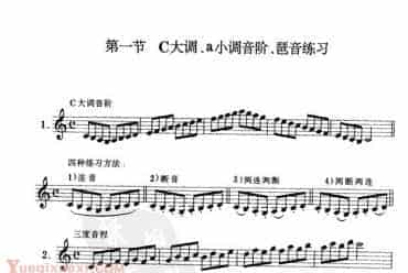 单簧管C大调、a小调音阶、琶音练习