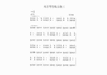 扬琴曲谱：扬琴双音琴竹练习曲30首之三