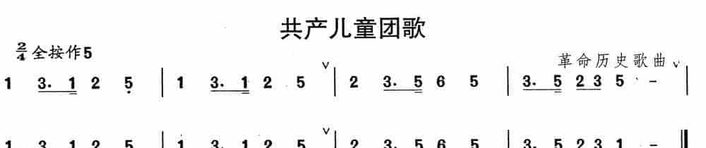 笛子初级乐曲谱：共产儿童团歌_第1张