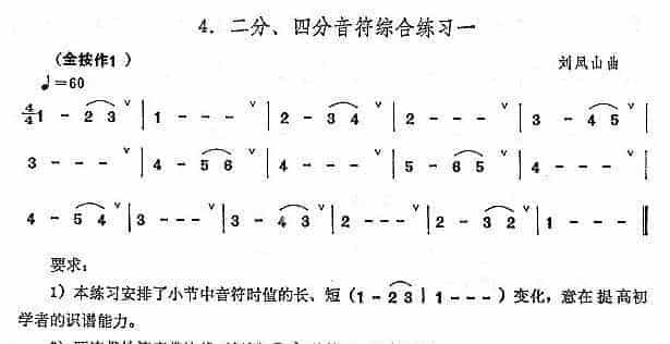 埙的演奏技巧与练习：二分、四分音符综合练习一 -刘凤山_第1张
