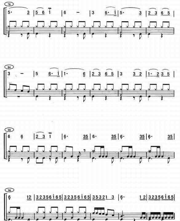 高清民族乐曲架子鼓谱 赛马_第4张