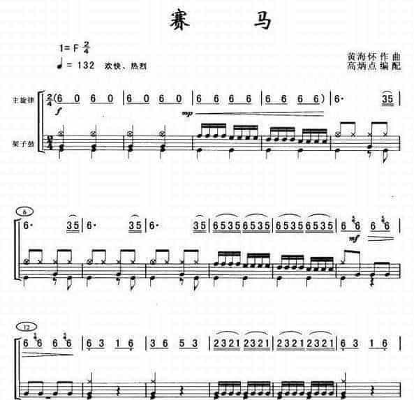 高清民族乐曲架子鼓谱 赛马_第1张