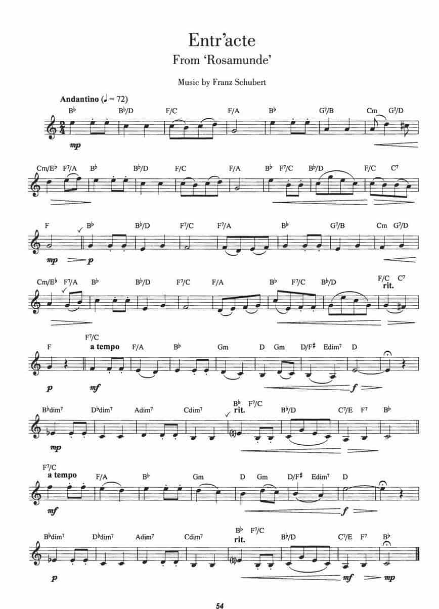 单簧管简易古典曲谱：Entr'acte 间奏曲 舒伯特歌剧"塞浦路斯公主,罗珊慕德"_第1张