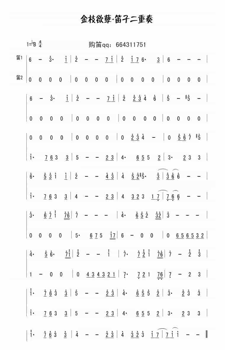 金枝欲孽-笛子二重奏谱_第1张