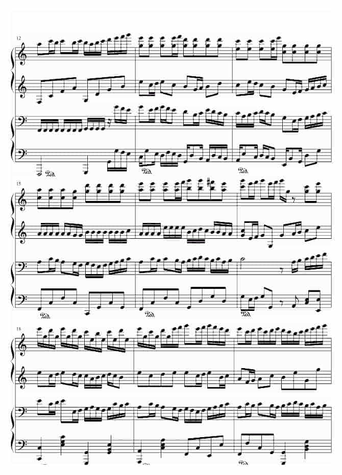 帕赫贝尔Pachelbel 卡农（四手联弹）钢琴谱_第2张