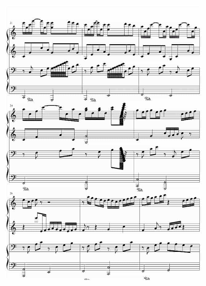 帕赫贝尔Pachelbel 卡农（四手联弹）钢琴谱_第3张