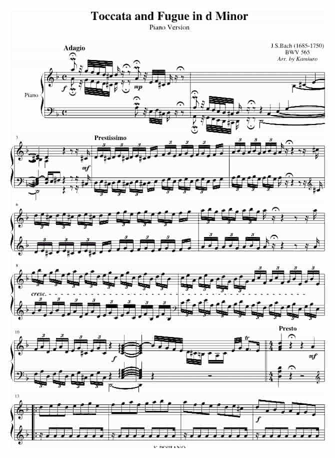 巴哈 Bach, Johann Sebastian d小调托卡他与赋格_第1张