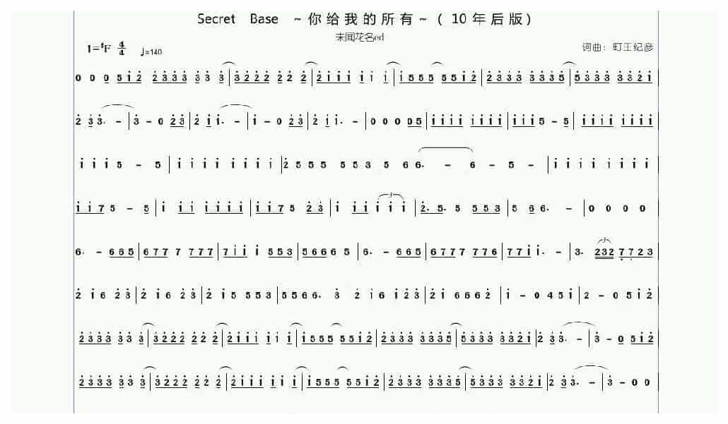 十孔口琴流行通俗曲【你给我的所有】日本动漫口琴乐曲 未闻花名Secret Base_第1张