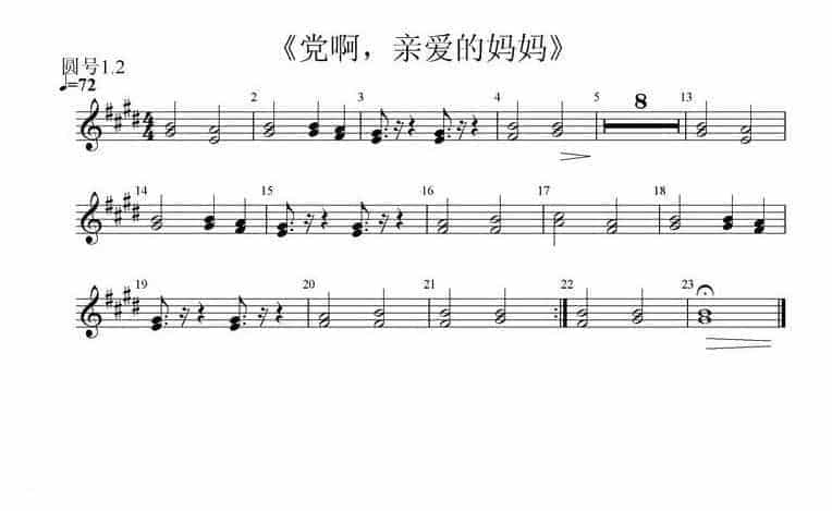圆号分谱【党啊,亲爱的妈妈】_第1张