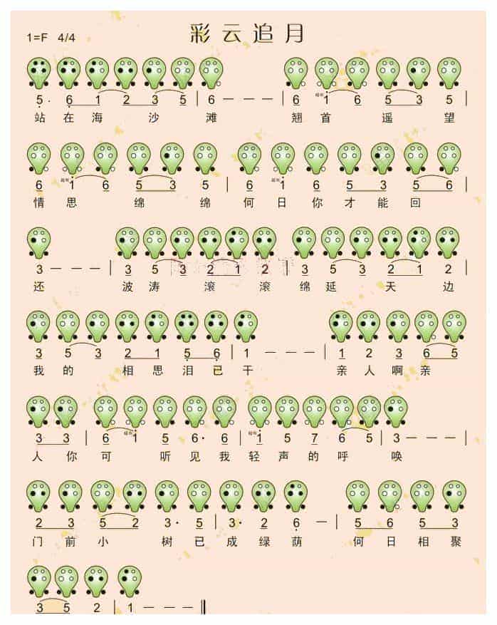 6孔埙谱【彩云追月】_第1张