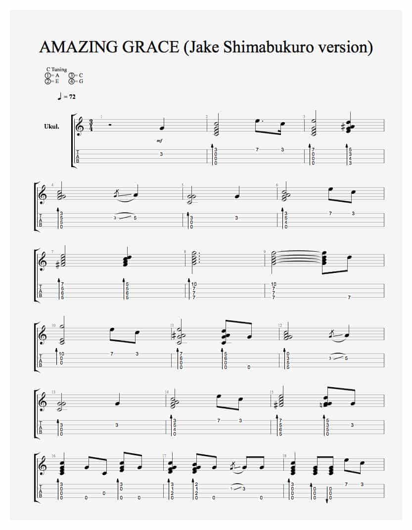 ukulele谱【Amazing Grace奇异恩典】指弹谱_第1张