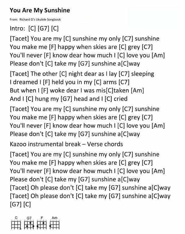 UKULELE谱【You Are My Sunshine】弹唱谱_第2张