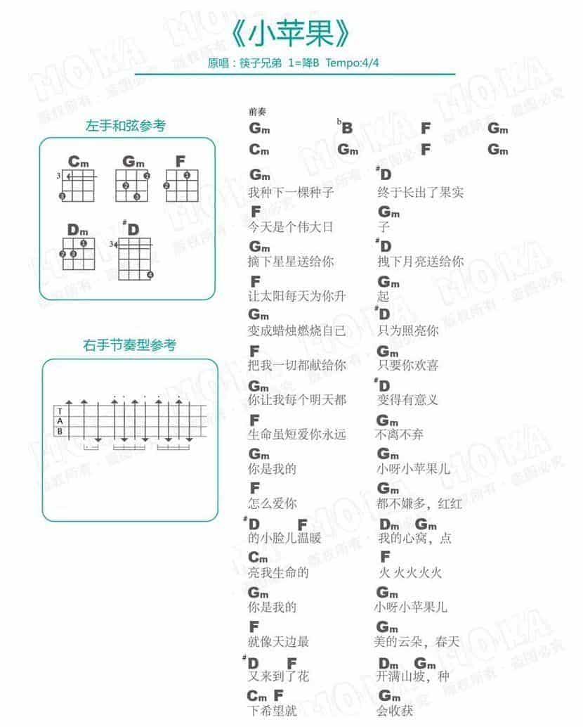 UKULELE谱【小苹果】筷子兄弟_第1张