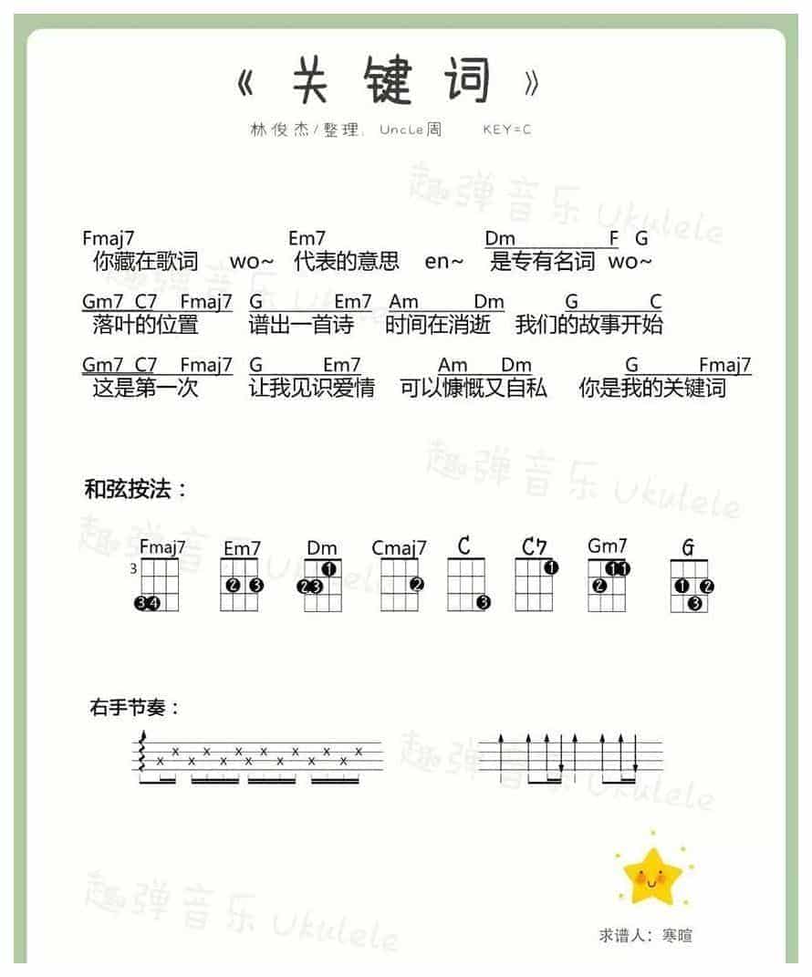 UKULELE谱【关键词】林俊杰_第2张