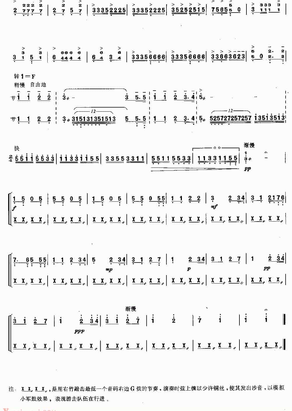 扬琴曲谱：游击队歌_第3张