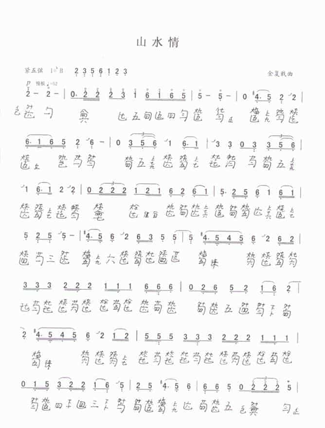 古琴名曲谱【牧山水情】图片谱_第1张