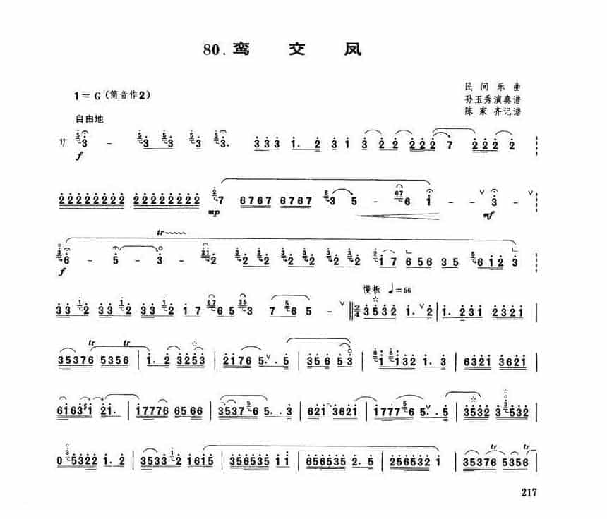 唢呐独奏乐曲【鸾交凤】民间乐曲 孙玉秀演奏谱_第1张