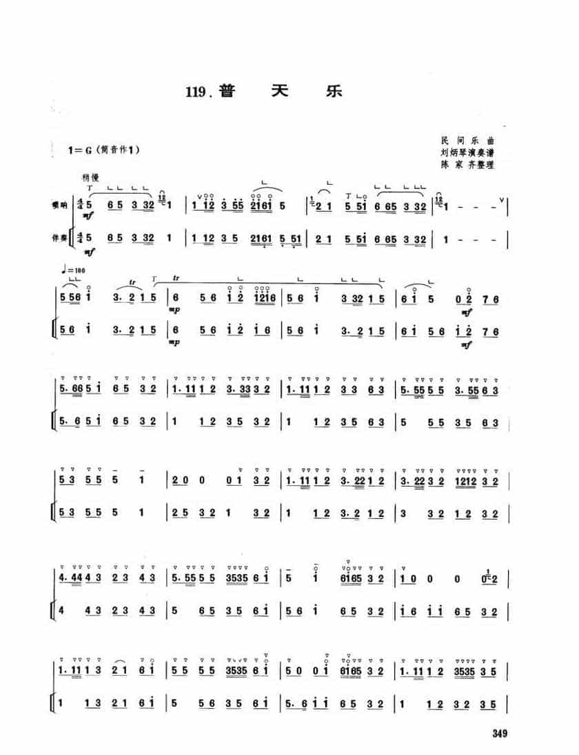 唢呐独奏乐曲【普天乐】民间乐曲 刘炳琴演奏谱_第1张
