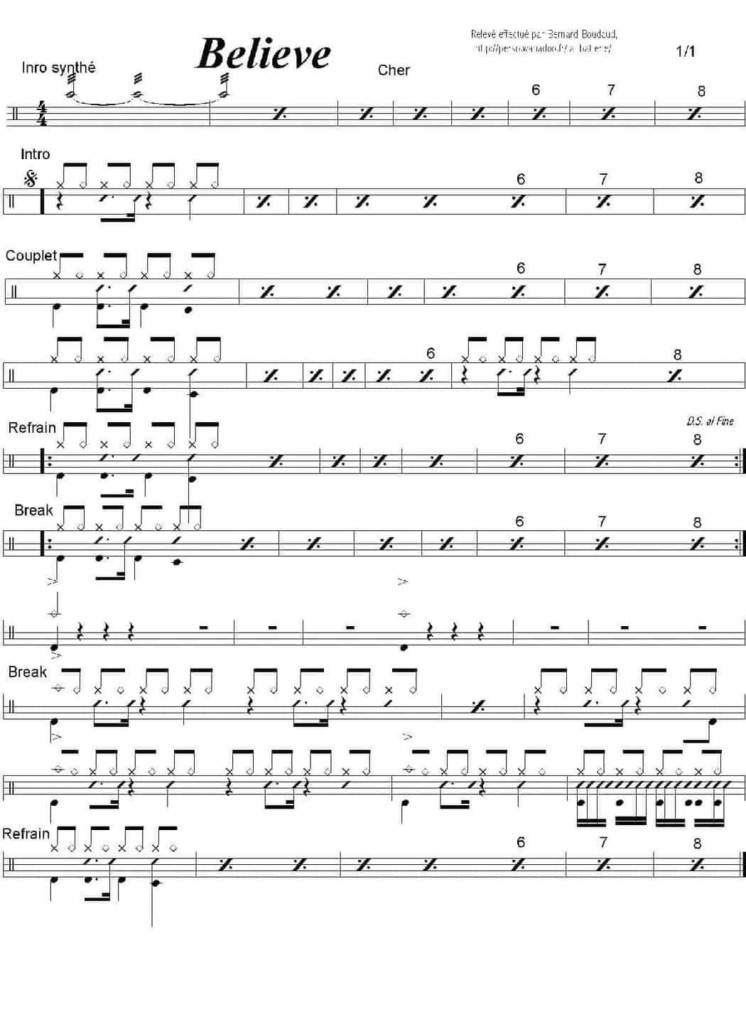 爵士鼓谱【Cher - Believe】_第1张