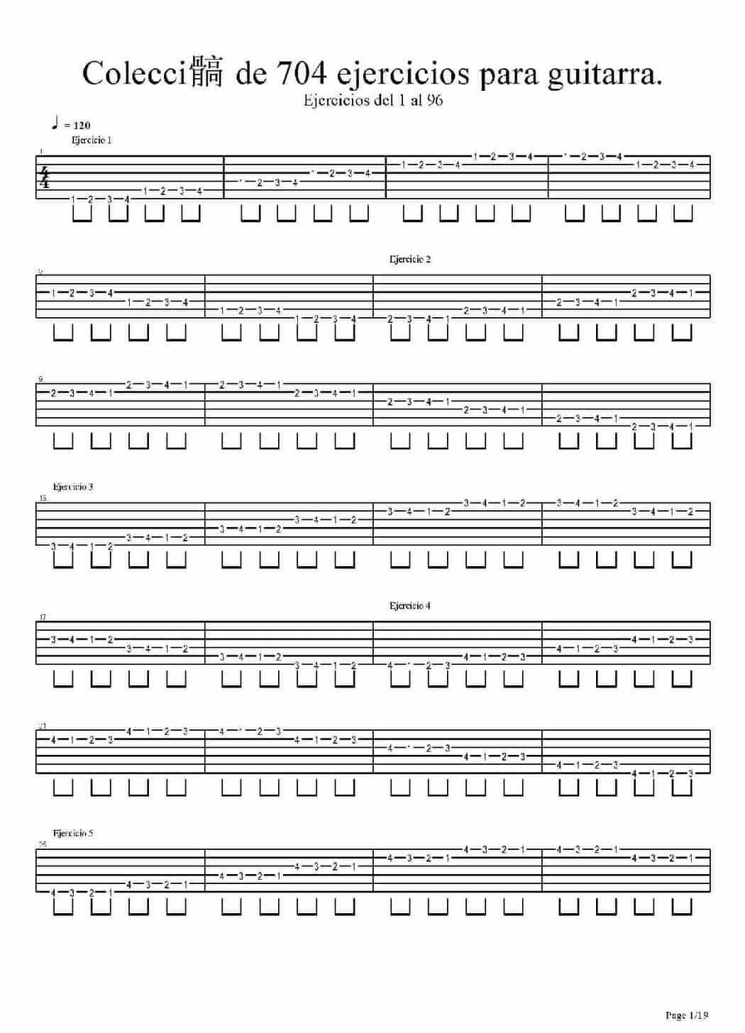 电吉他练习谱《704 exercises for guitar, 1-96 - Exercises 1-96》_第1张