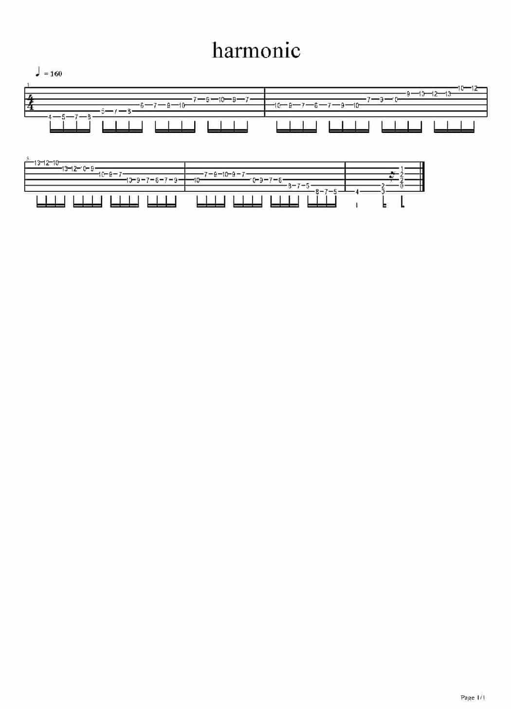 电吉他基本功练习曲谱《Cool Exercise - harmonic minor》_第1张