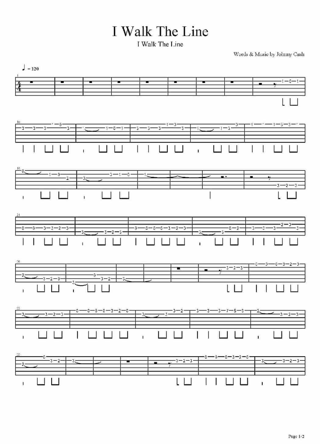电吉他练习谱《Country Licks - I Walk The Line》_第1张