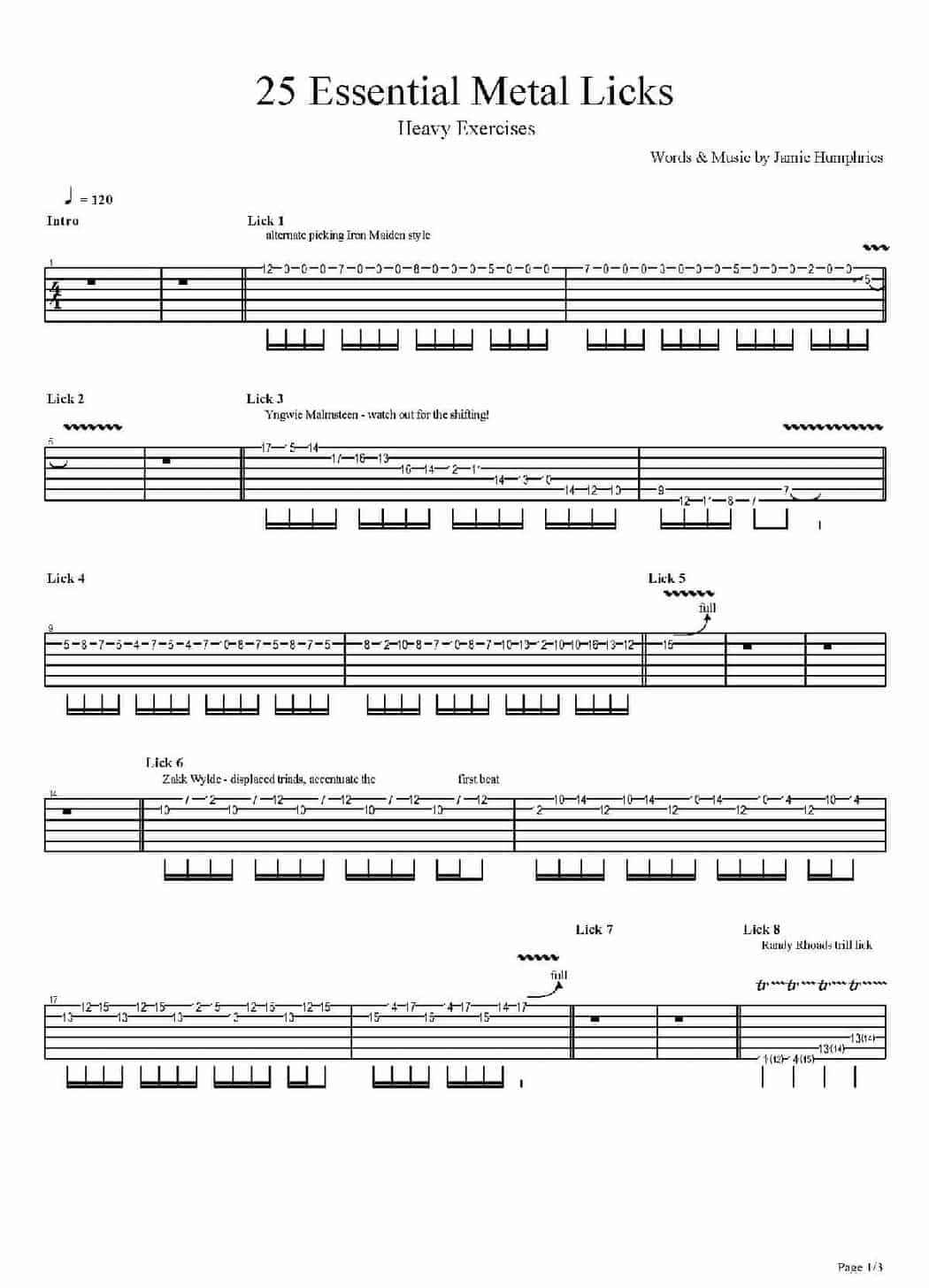 电吉他练习谱《Heavy Exercises - 25 Essential Metal Licks》_第1张