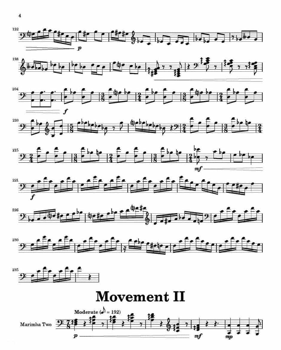萨克斯四重奏与打击乐《Movement》第二木琴分谱_第4张