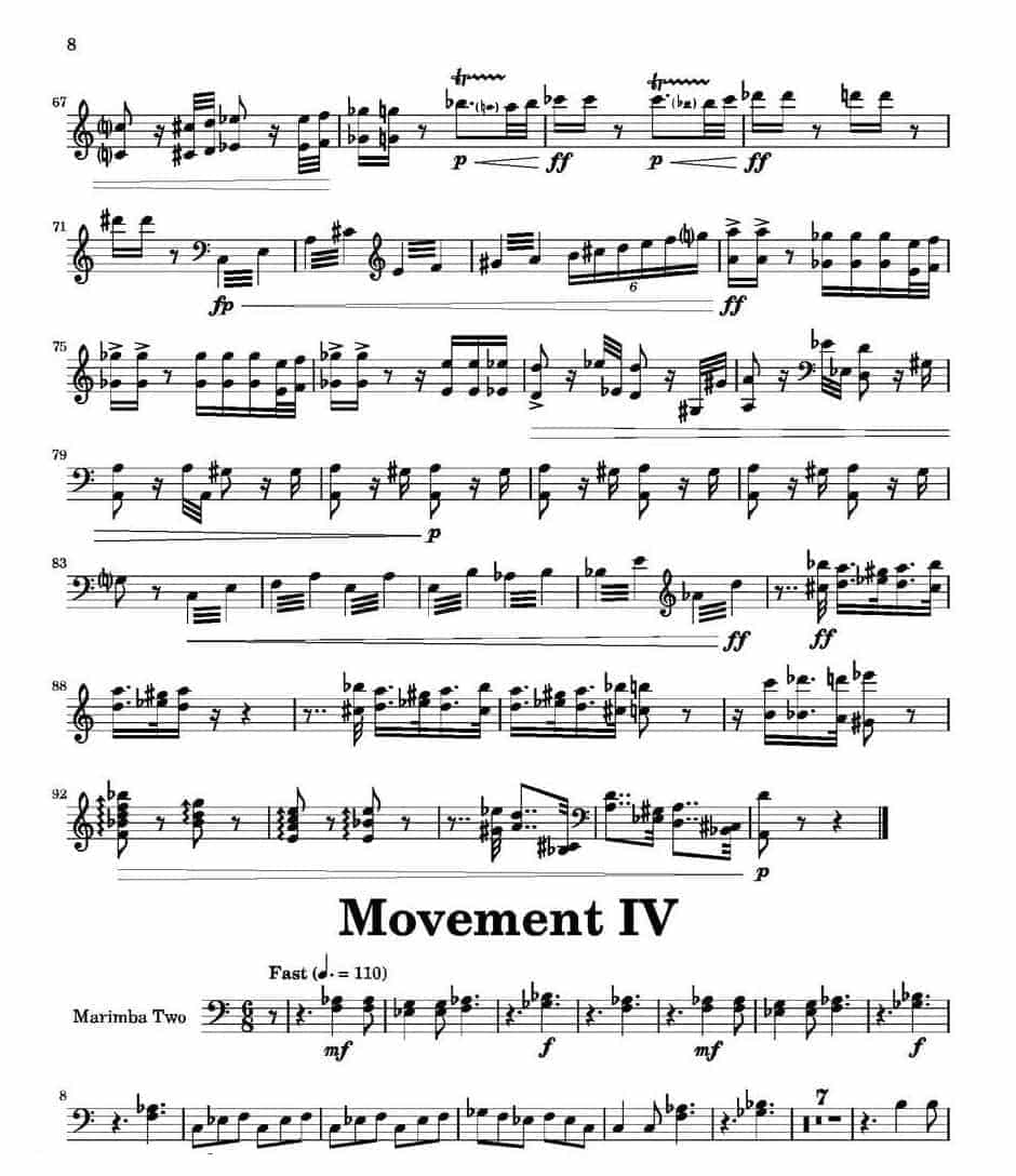 萨克斯四重奏与打击乐《Movement》第二木琴分谱_第8张
