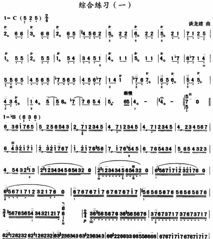 三弦谱《三弦综合练习曲》简谱_第1张