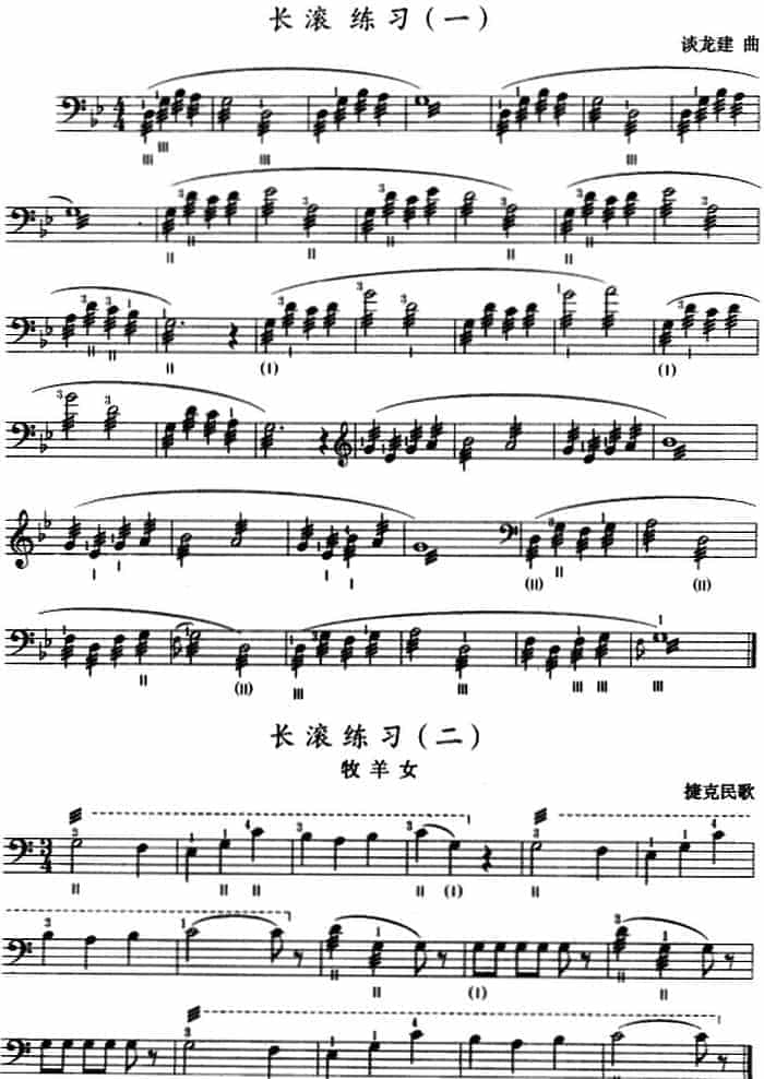 三弦谱子《三弦长滚练习曲》五线谱_第1张