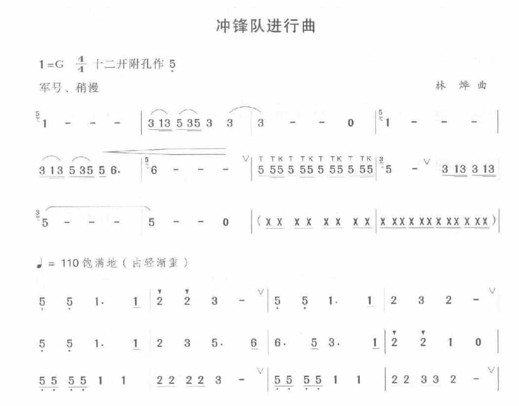 陶笛独奏乐曲谱《冲锋队进行曲》_第1张