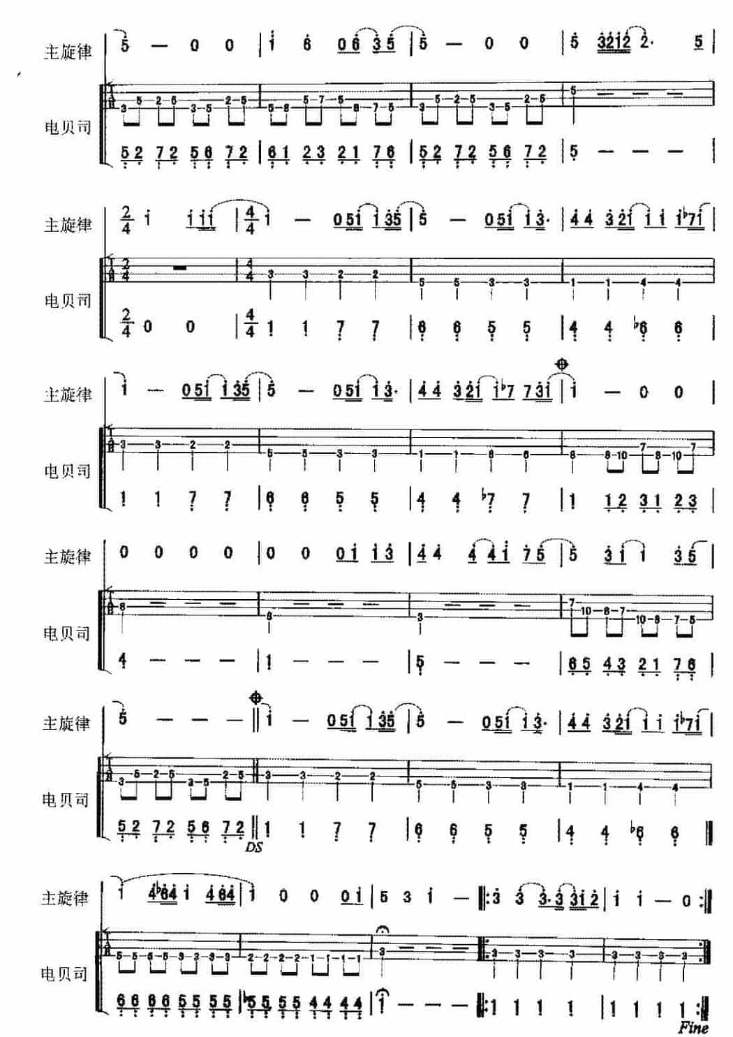 电贝司歌曲范例《喂，再见》_第2张