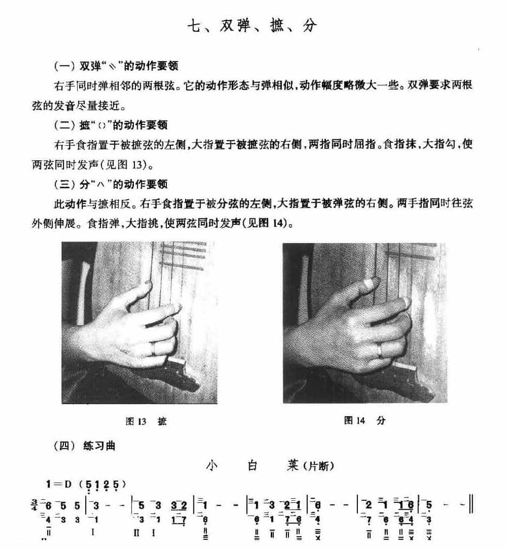 琵琶演奏技法《琵琶双弹、摭、分》_第1张