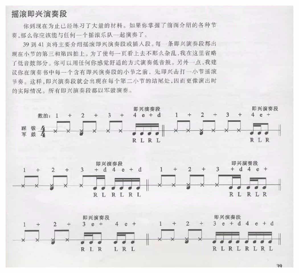 爵士鼓启蒙《摇滚即兴演奏段》_第1张