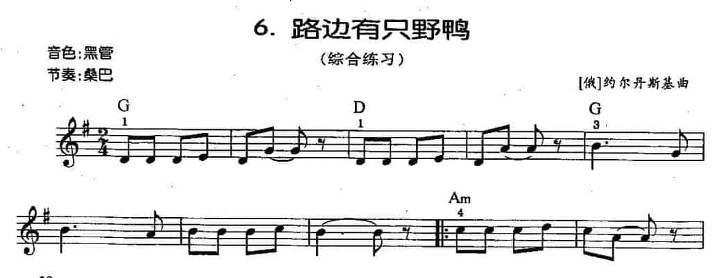少儿电子琴初级练习曲谱《路边有只小鸭》综合练习_第1张
