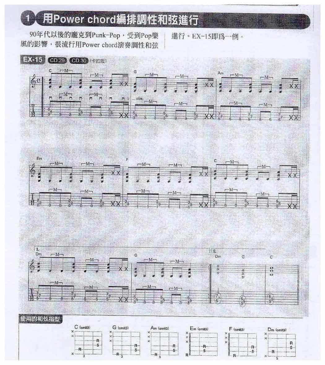 电吉他和弦教学《用Power chord编排调性和弦进行》庞克/另类_第1张